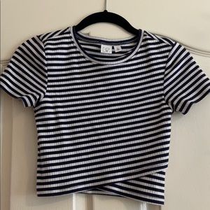 BP Navy and White Stirped Crop Top